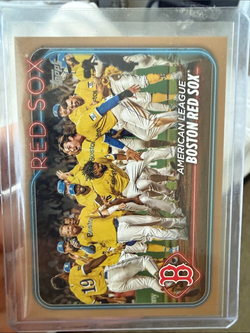 Topps Boston Red Sox Team Card with Bright Yellow Jerseys
